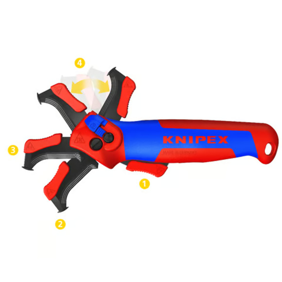 Knipex, , KNIPEX 1650145SB Stripping Knife With Guide Shoe And Ratchet Funtion With Multi-Component Handles 146mm