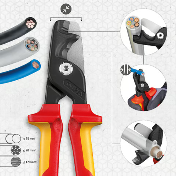 Knipex, , KNIPEX 225mm Step Cut XL Cable Shears 