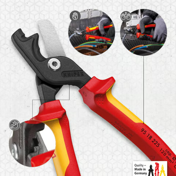 Knipex, , KNIPEX 225mm Step Cut XL Cable Shears 