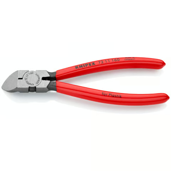 Knipex, KNIPEX 7211160 Diagonal Cutters For Plastics, 160mm Cuting Edges Without Bevel