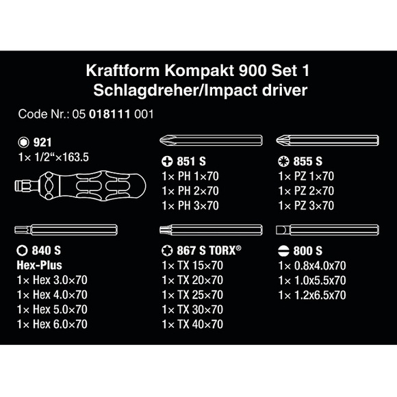 Wera, , Wera Kraftform Kompakt 900 Set 1 - 19 pieces