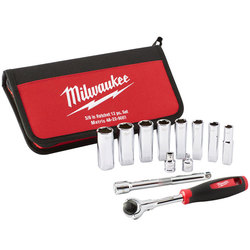 Milwaukee 12pc 3/8" Drive Metric Socket Set  