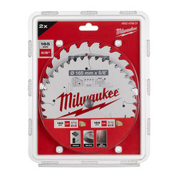 Milwaukee 165mm x 5/8 Bore 24TCT & 40TCT Saw Blade Twin Pack       