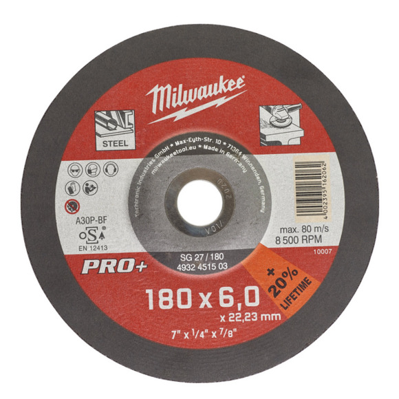 Milwaukee Power Tools, Milwaukee 180 x 6mm PRO Metal Grinding Disc