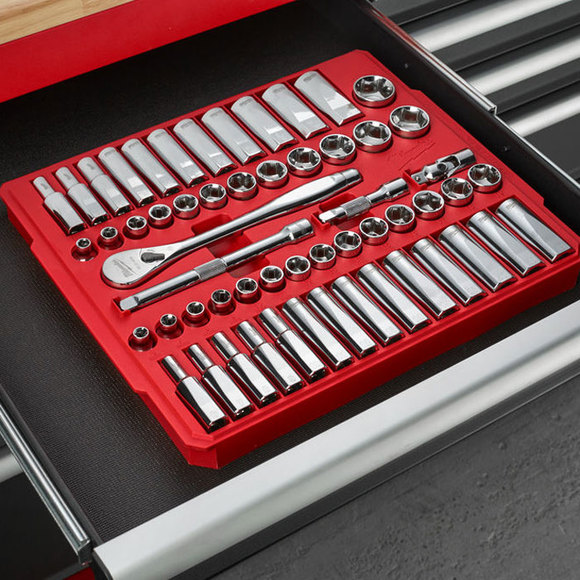Milwaukee Power Tools, , Milwaukee 3/8" Metric/Imperial Ratchet Socket Set 56pc