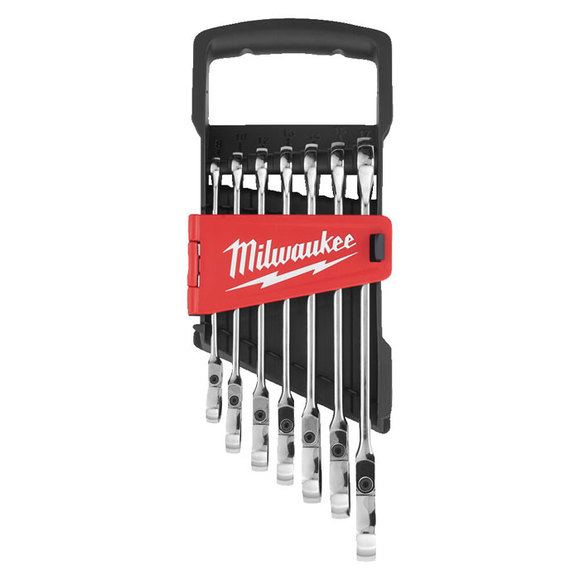 Milwaukee Power Tools, , Milwaukee 7pc MAXBITE Flex Head Ratcheting Spanner Set