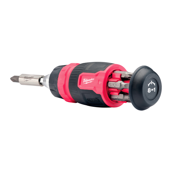 Milwaukee Power Tools, , Milwaukee 8 in 1 Compact Ratcheting Multibit Screwdriver