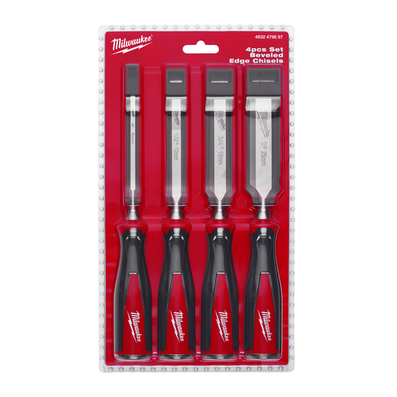 Milwaukee Power Tools, Milwaukee Beveled Edge Chisels Set - 4pcs