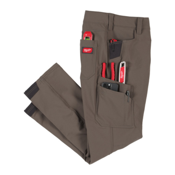 <BRAND>, Milwaukee FREEFLEX Stretch Work Trousers - Brown W28" / L32"