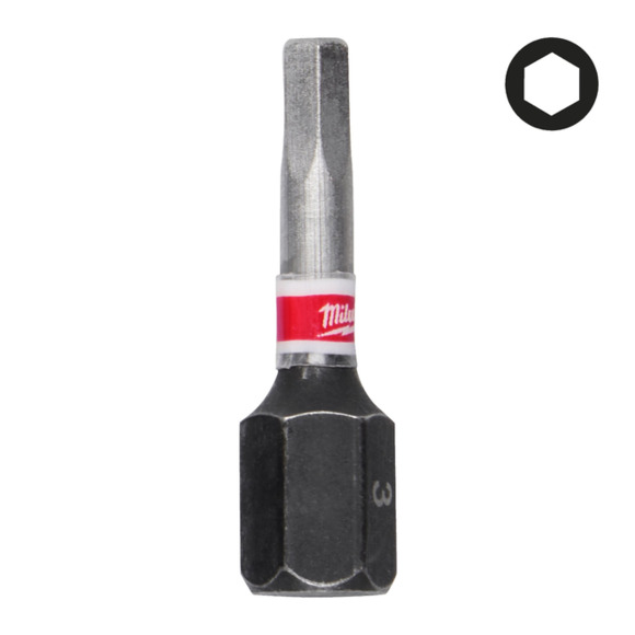 Milwaukee Power Tools, Milwaukee HEX 3 25 mm Shockwave 3 Bits Twin Pack