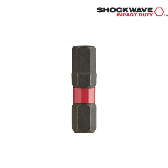 Milwaukee Power Tools, Milwaukee HEX 4 25 mm Shockwave 2 Bits Twin Pack