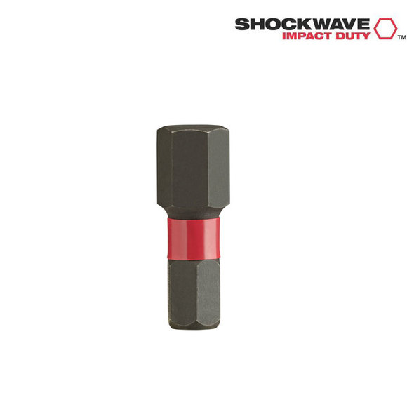 Milwaukee Power Tools, Milwaukee HEX 6 25 mm Shockwave 2 Bits Twin Pack