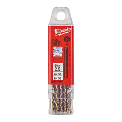 Milwaukee HSS-G 2.5 mm Red Cobalt Drill Bit - 10 Pack