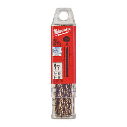 Milwaukee HSS-G 3.2 mm Red Cobalt Drill Bit - 10 Pack 