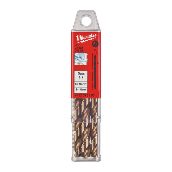 Evolution Power Tools, Milwaukee HSS-G 9.5 mm Red Cobalt Drill Bit - 5 Pack