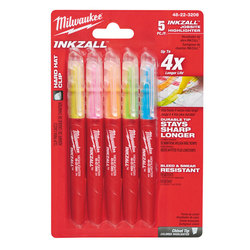 Milwaukee INKZALL Coloured Highlighters 5 Pack 