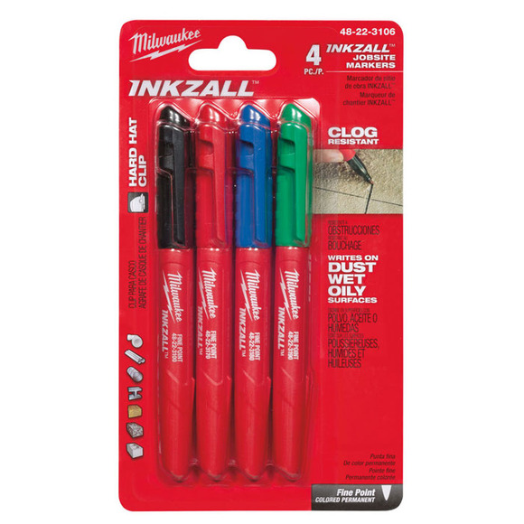 Milwaukee Power Tools, Milwaukee INKZALL Coloured Markers 4 Pack