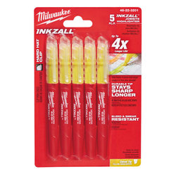 Milwaukee INKZALL Yellow Highlighters 5 Pack 