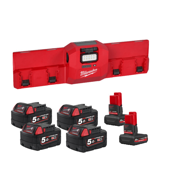 Milwaukee Power Tools, Milwaukee M12-18GBC4 Gangbox Charger c/w battery Kit