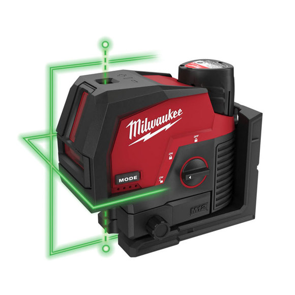Milwaukee Power Tools, Milwaukee M12CLLP-301X Green Cross Line Laser With Plumb Points