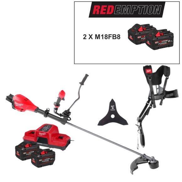 Milwaukee Power Tools, Milwaukee M18F2BCU-122 Fuel Dual Battery Brush Cutter Kit