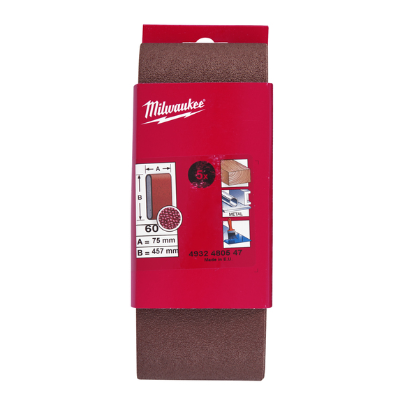 Milwaukee Power Tools, Milwaukee M18FBTS75 Sanding Belt P40 75 x 457mm - 5pcs