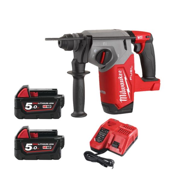 Milwaukee Power Tools, Milwaukee M18FH-502 'FUEL' 4 Mode SDS+ 26mm Hammer Drill  5ah Kit