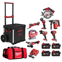 Milwaukee M18FPP8-504PRD Fuel 8 Piece Kit c/w Packout Rolling Drawer