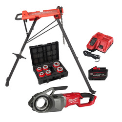 Milwaukee M18FPT2 2” Pipe Threader Kit c/w ½-2 Dies BSPT & MPS