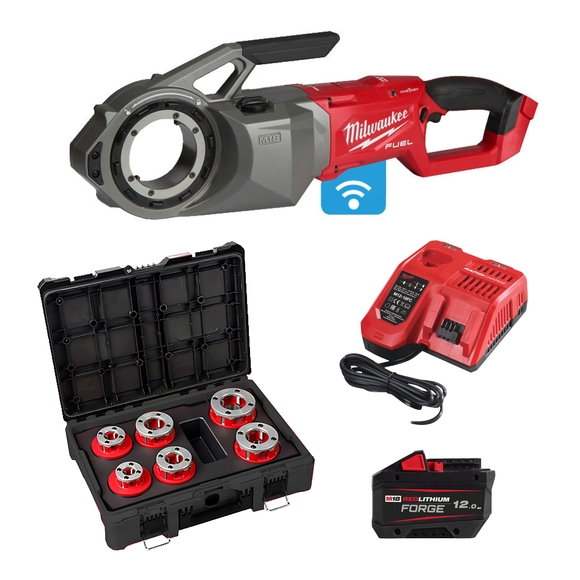 Milwaukee Power Tools, Milwaukee M18FPT2 2” Pipe Threader Kit c/w ½-2” Dies