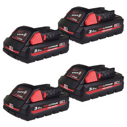 Milwaukee M18HB3 HIGH OUTPUT 3.0 Ah Battery - 4 Pack