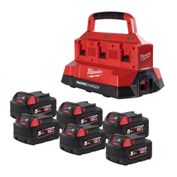Milwaukee M18PC6-506 Packout  6 Bay Charger & 5Ah Battery Kit