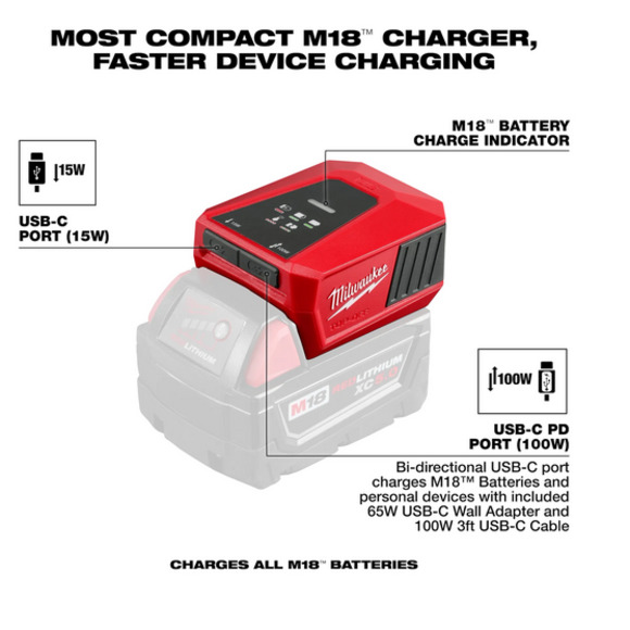 Milwaukee Power Tools, , Milwaukee M18TC-0 Top Off Mini Charger