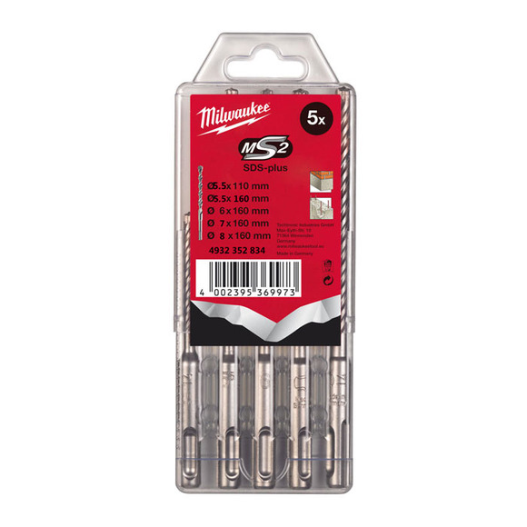 Milwaukee Power Tools, Milwaukee M2 5 Piece SDS Drill Bit Set