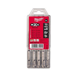 Milwaukee MX4 '4 Cut' SDS+ Drill Bit Set 5 pieces 