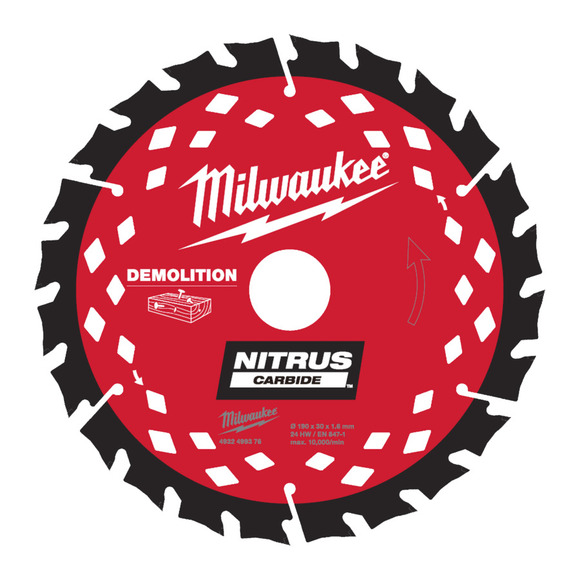 Milwaukee Power Tools, Milwaukee Nitrus 190mm x 30mm x 24 TCT Saw Blade