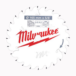 Milwaukee PTFE Coated Circular Saw Blade 165 mm x 24 Teeth 