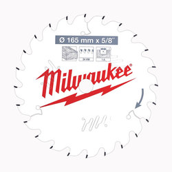 Milwaukee PTFE Coated Circular Saw Blade 165 mm x 24 Teeth