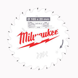 Milwaukee PTFE Coated Circular Saw Blade 165 mm x 24 Teeth 