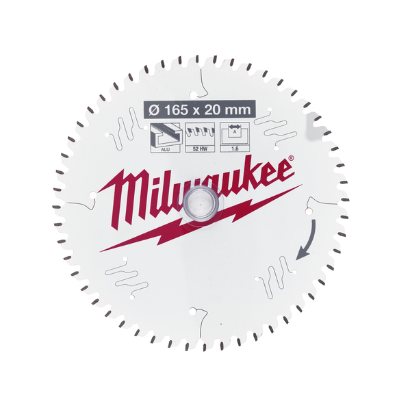 Milwaukee Power Tools, Milwaukee PTFE Coated Circular Saw Blade 165 x 20Ømm 52 Teeth