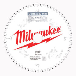 Milwaukee PTFE Coated Circular Saw Blade 216 mm x 60 Teeth 