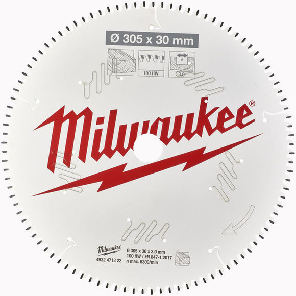Milwaukee Power Tools, Milwaukee PTFE Coated Circular Saw Blade 305 mm x 100 Teeth