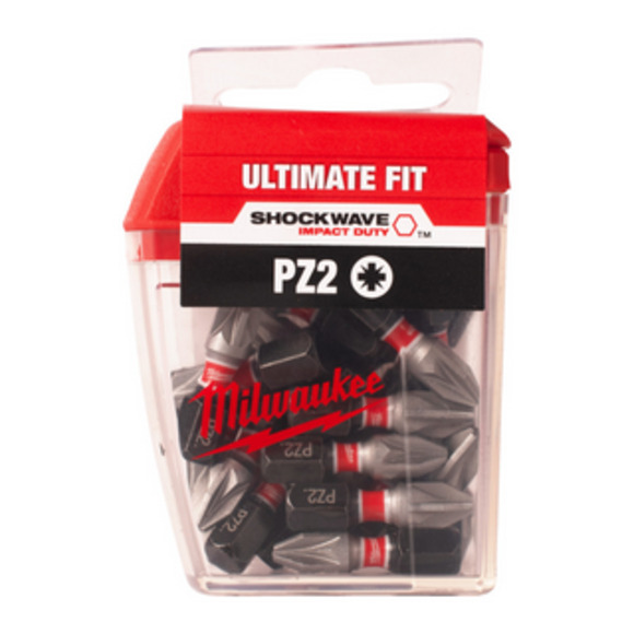 Milwaukee Power Tools, , Milwaukee PZ2 25 mm Shockwave 3 Bits 25 Pack