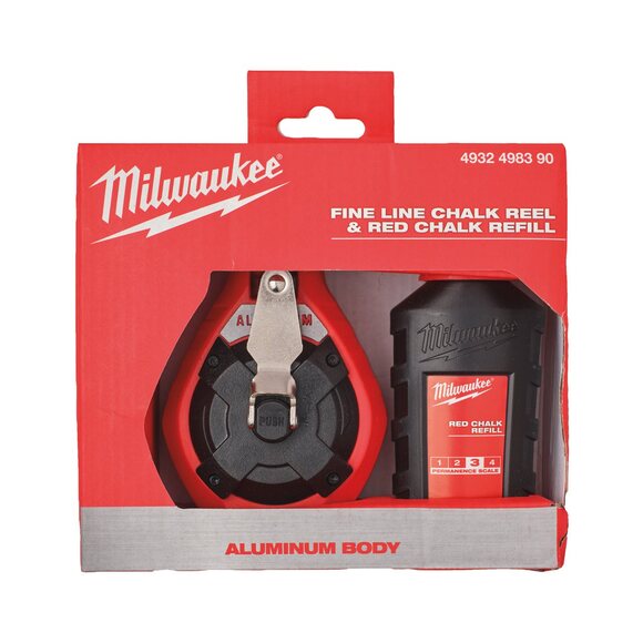 Milwaukee Power Tools, Milwaukee Red Fine Line Chalk Line & Chalk