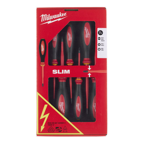Milwaukee Power Tools, Milwaukee Slim VDE 7 Piece Screwdriver Set