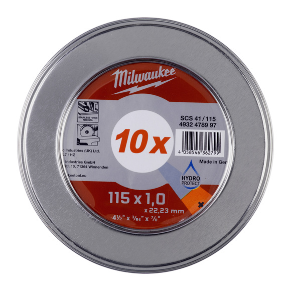 Milwaukee Power Tools, Milwaukee Thin PRO+ Inox Metal Cutting Disc In Metal Box 115 x 1mm - 10pcs