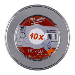 Milwaukee Thin PRO+ Inox Metal Cutting Disc In Metal Box 115 x 1mm - 10pcs