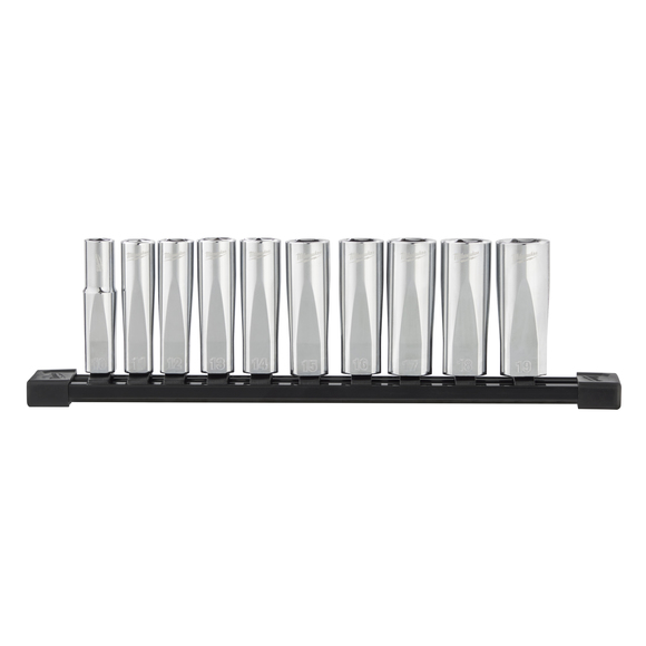 Milwaukee Power Tools, Milwuakee 3/8" Drive Metric Deep Chrome Sockets - 10pcs