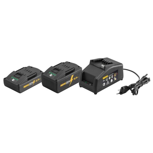 REMS Tools, Rems 571059 Power Pack 22v 1x 2.5ah & 1 x 5ah Battery Kit