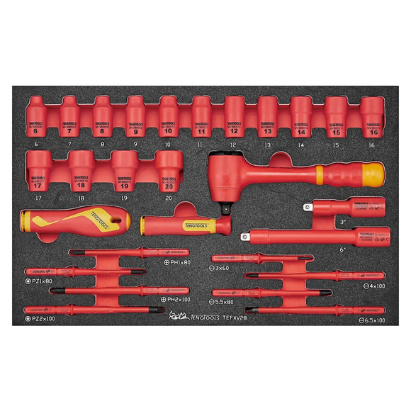 Teng Tools, TengTools 3/8" Insulated Ratchet & Sockets with Screwdrivers Set -28pcs